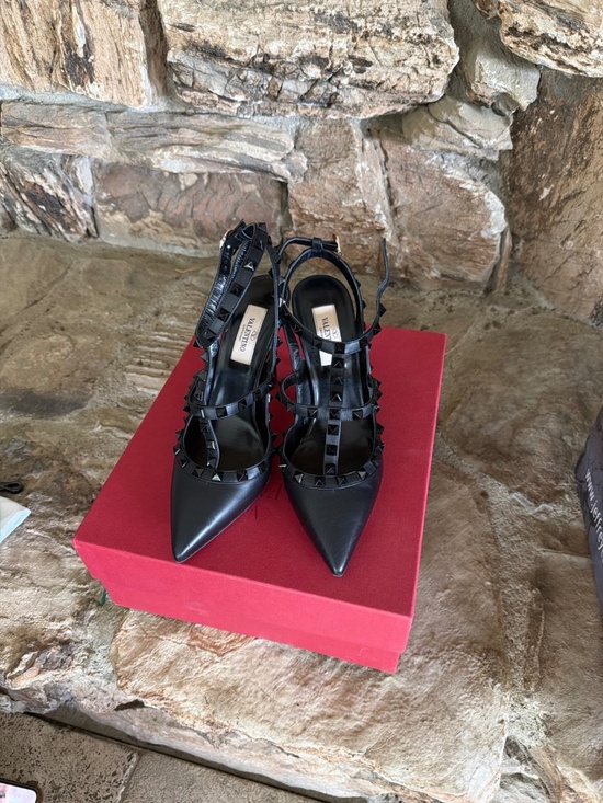 Valentino Shoes - Valentino Rockstud Pumps Black Leather Heels Size [37 UK] Authentic w/ Box
